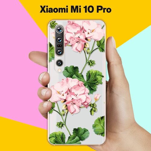 Силиконовый чехол Розовые цветы на Xiaomi Mi 10 Pro чехол книжка на xiaomi mi 10 сяоми ми 10 c принтом розовые сердечки золотистый