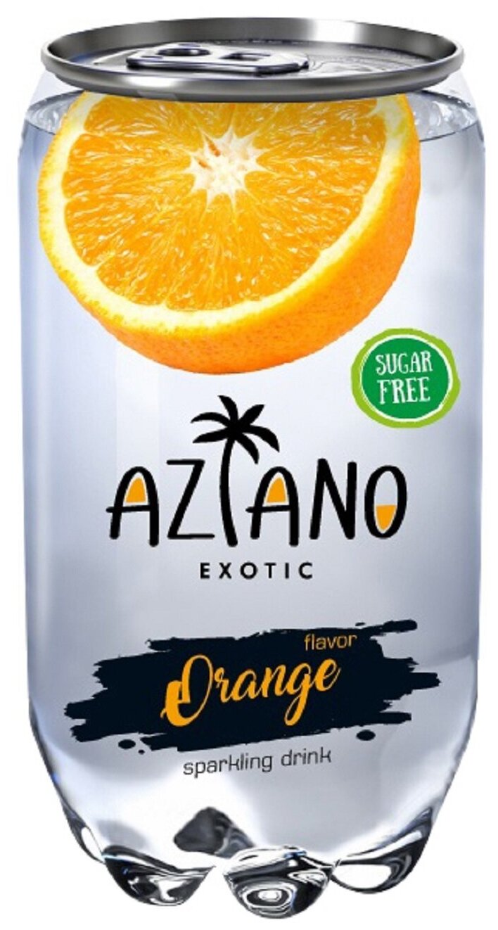 Напиток газированный Aziano Orange (Апельсин) 0.350 л упаковка 12 штук - фотография № 2
