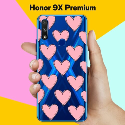 Силиконовый чехол Узор из сердец на Honor 9X Premium силиконовый чехол узор из авокадо на honor 9x