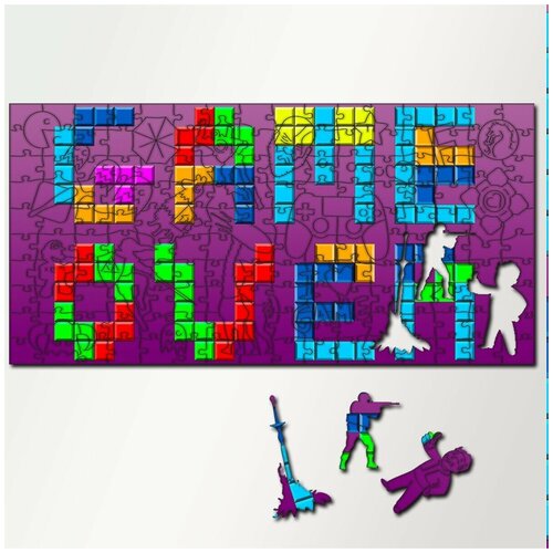 Пазл из дерева с фигурками, 230 деталей, 46х23 см игры Tetris Tetris, Тетрис, головоломка, Сега, 16 bit, 16 бит, ретро приставка - 5659