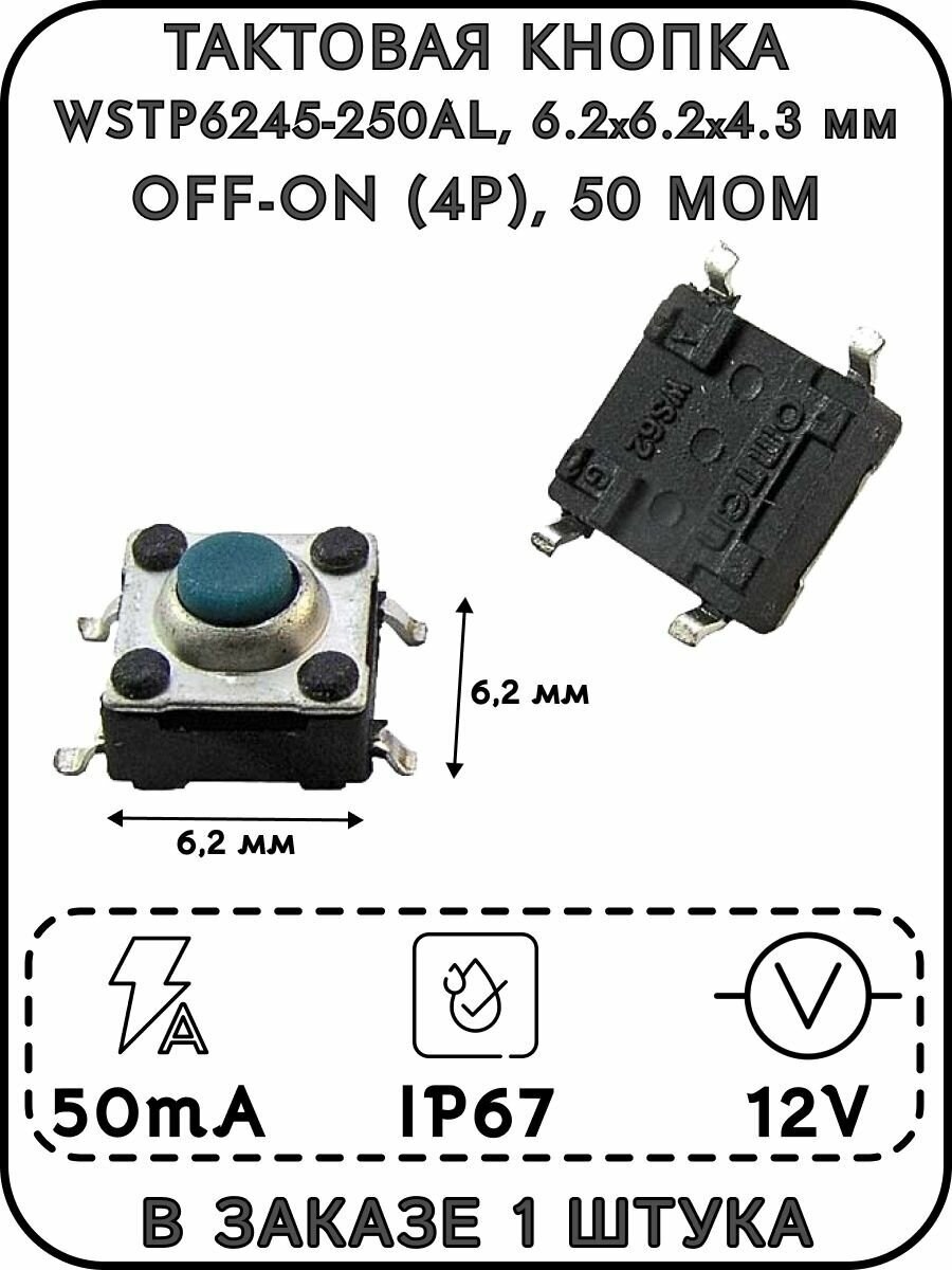 Тактовая кнопка пылевлагозащищенная WSTP6245-250AL