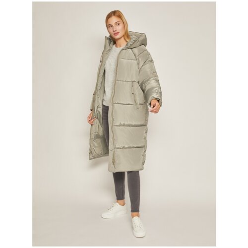 фото Тёплое oversize пальто с капюшоном, цвет хаки, размер l zolla