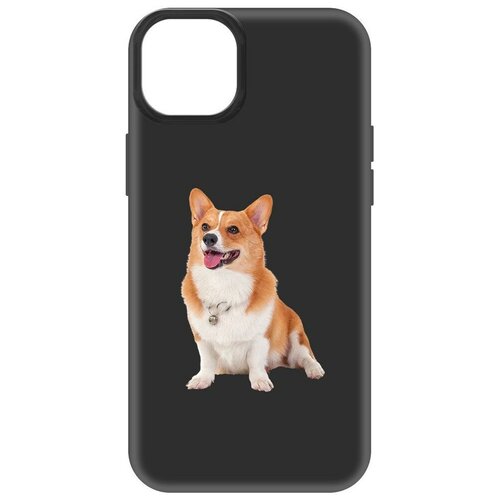 Чехол-накладка Krutoff Soft Case Корги для iPhone 14 Plus черный чехол накладка krutoff soft case ни шагу назад для iphone 14 plus черный