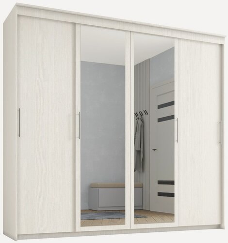 Изображение товара Шкаф купе Визэр 4, Легкомаркет, 200х60х240, белье/платье/платье, бодега белый, ручка рейлинг