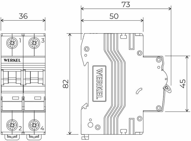 Автоматический выключатель 2P Werkel W902P326, 32 A, ВТХ C, 6 кА - фотография № 2