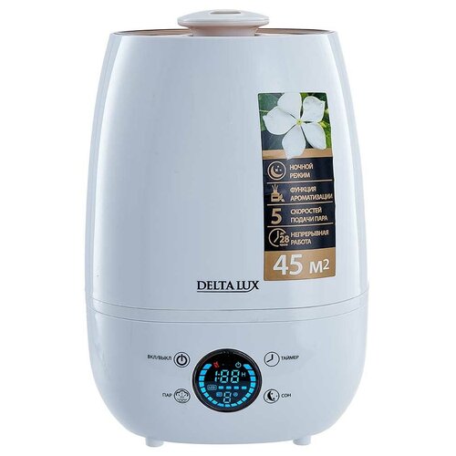 Увлажнитель воздуха ультразвуковой DELTA LUX DE-3703 белый с золотым 4л до 28ч 45м2 384900₽