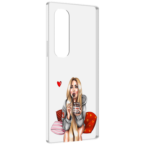 Чехол MyPads любительница-нутеллы женский для Samsung Galaxy Z Fold 4 (SM-F936) задняя-панель-накладка-бампер