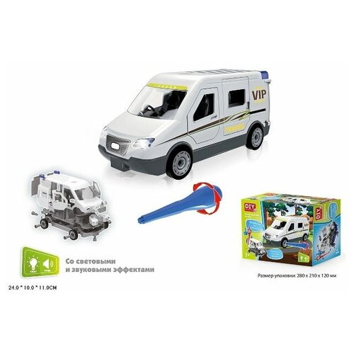 конструктор машина vip travel свет звук diy toy 1368 Конструктор Машина VIP TRAVEL в коробке со светом, звуком