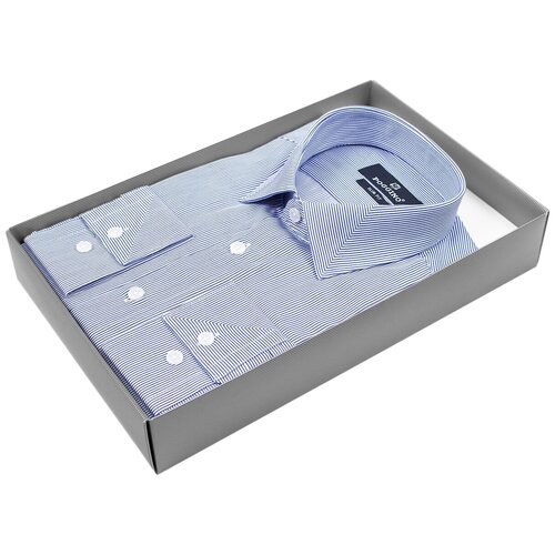 фото Рубашка poggino 5009-83 цвет синий размер 48 ru / m (39-40 cm