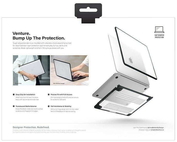 Чехол Uniq Venture для MacBook Air 13 (2022 M2) прозрачный/серый