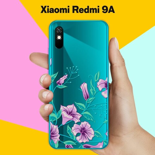 Силиконовый чехол Фиолетовые цветы на Xiaomi Redmi 9A силиконовый чехол цветы с узором на xiaomi redmi 9a