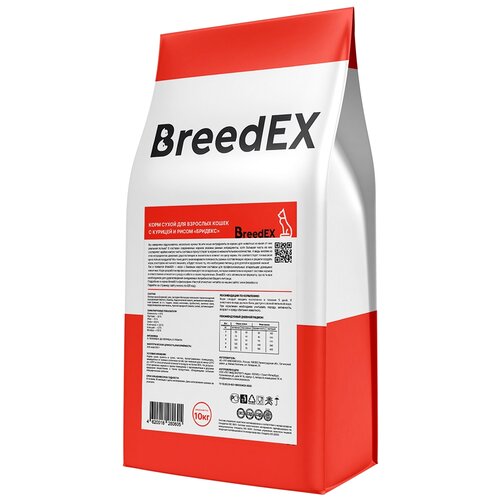 Корм сухой BREEDEX для взрослых кошек с курицей и рисом, 10 кг