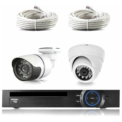 фото Комплект видеонаблюдения ip ps- link kit- b202ip 1 камера для помещения 1 для улицы 2мп ps-link