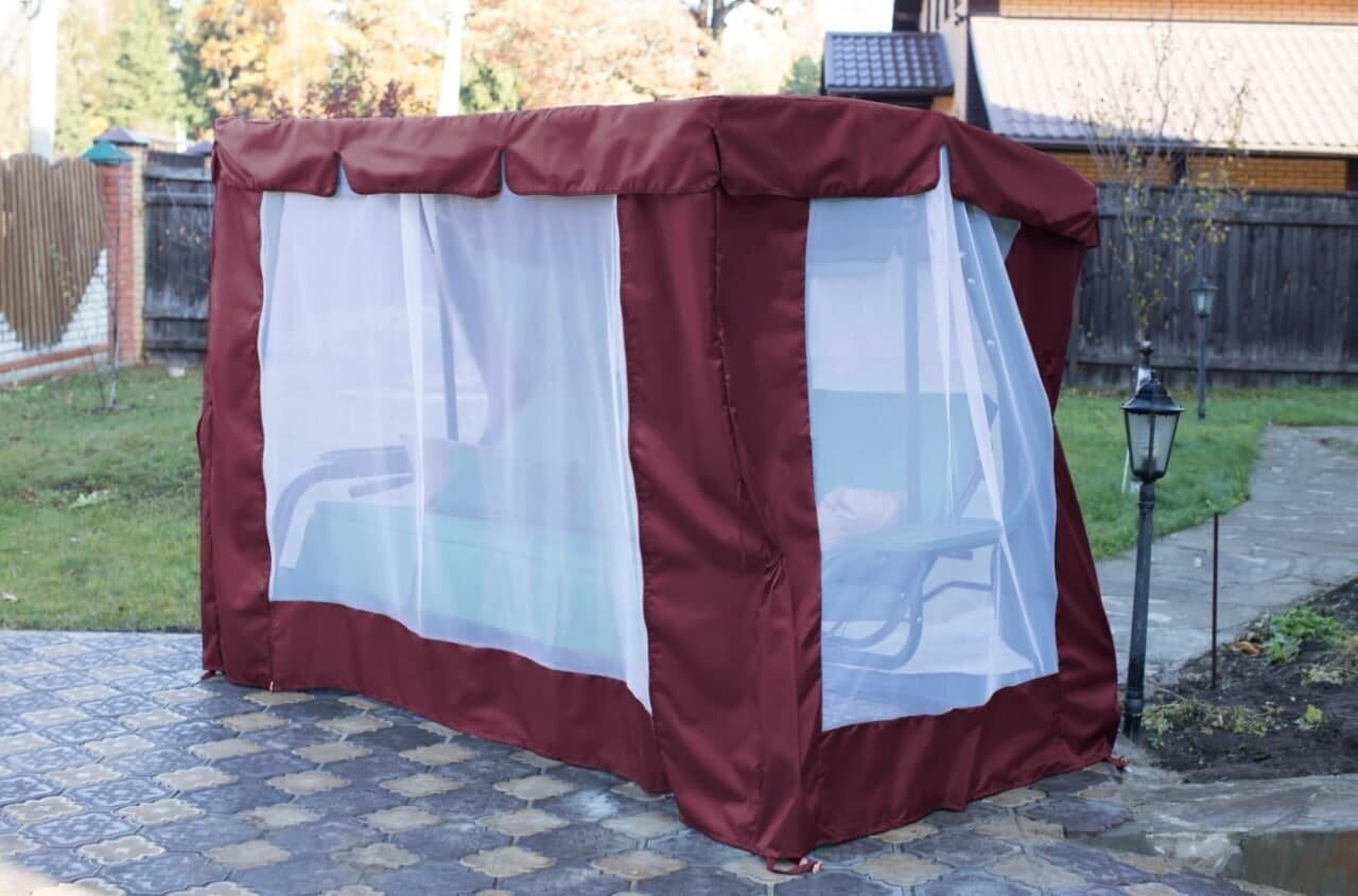Тент-шатер с сеткой для качелей Палермо премиум (240х144х180 см) бордовый
