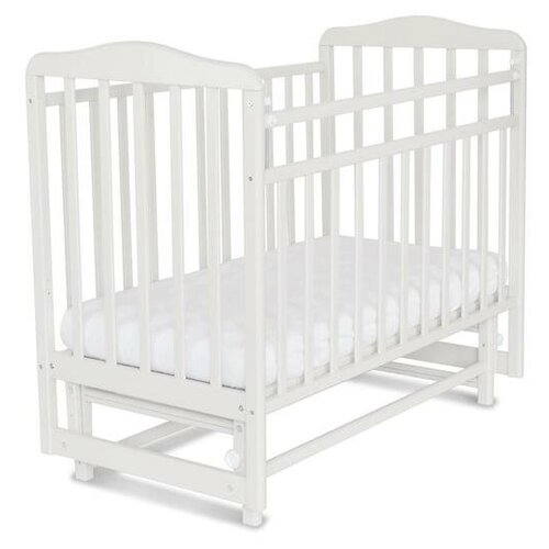 Кровать детская Митенька с поперечный маятником, цвет белый