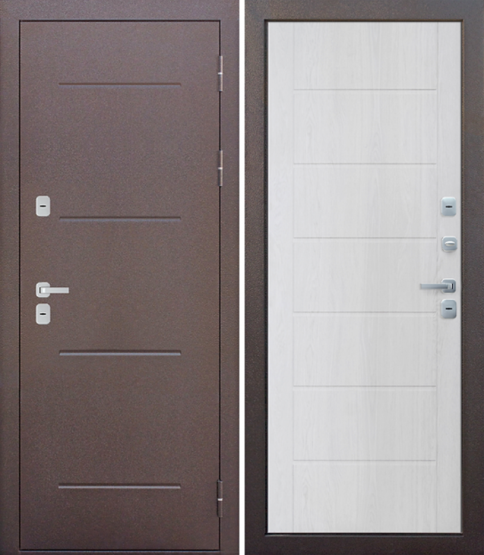 Дверь металлическая 11см ISOTERMA медный антик Астана милки 860мм правая - фотография № 1