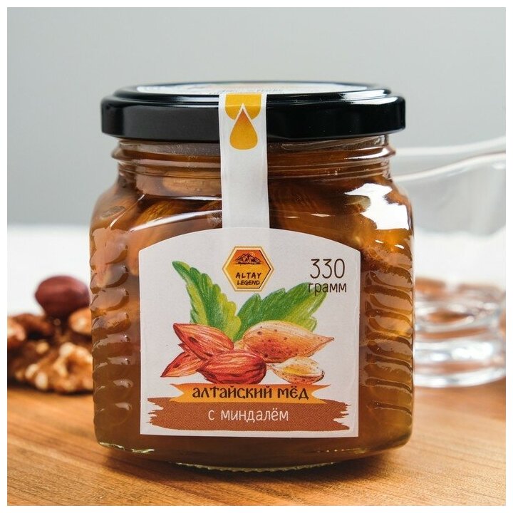 Мёд Алтайский натуральный цветочный, с миндалем, 330 г - фотография № 2