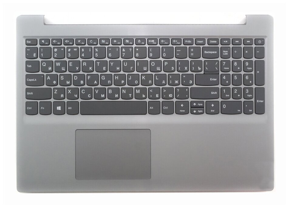 Клавиатура для ноутбука Lenovo AP1A4000610 русская серая с серебристым топкейсом 6040₽