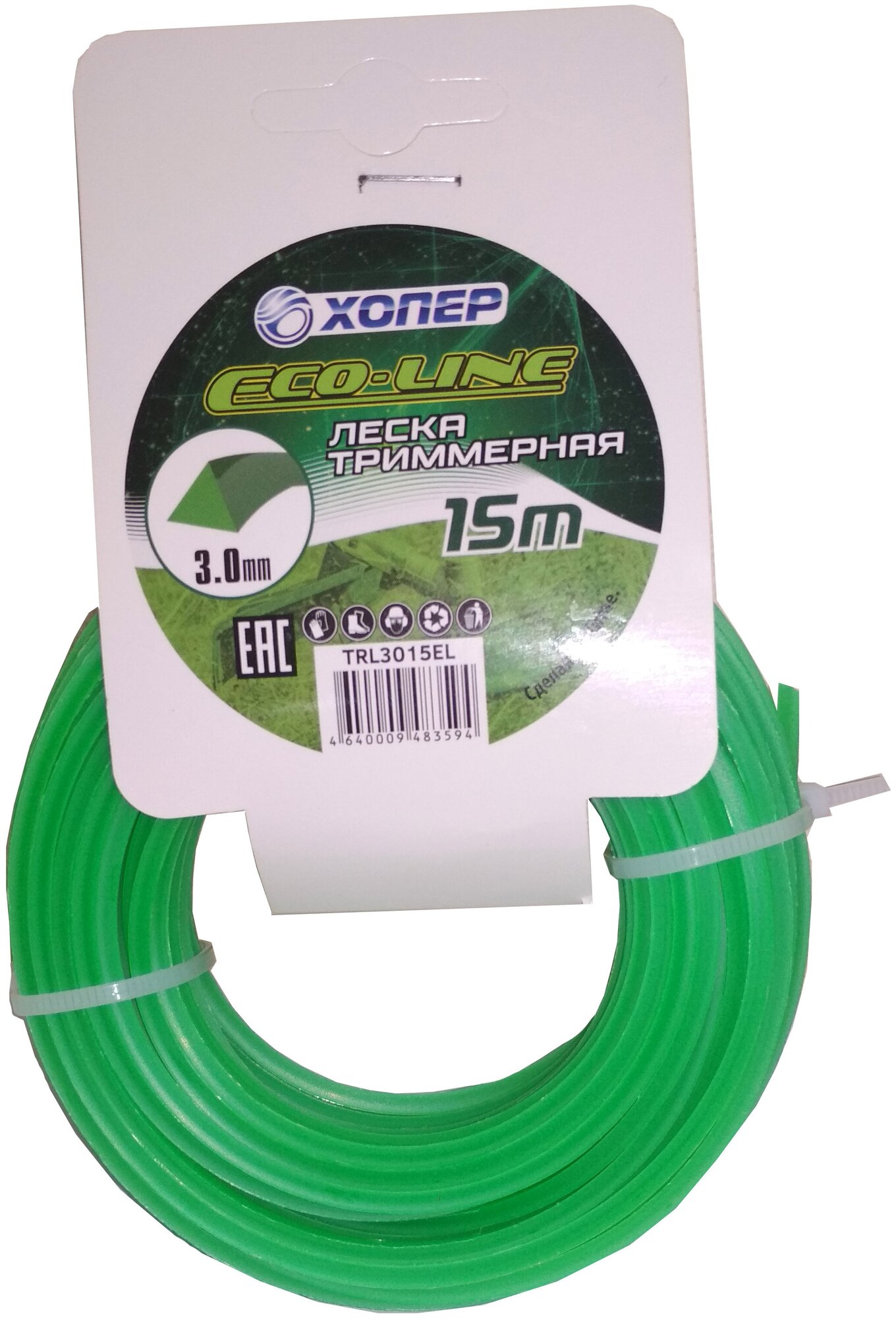 Леска Хопер ECO-LINE шестигранник 3.0 мм*15 м зелёная