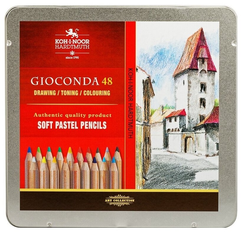Пастельные карандаши KOH-I-NOOR "Gioconda", 48 цветов, металлическая коробка (8829048001PL)