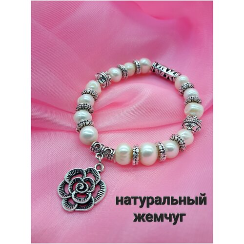 фото Браслет из жемчуга с подвеской роза без бренда