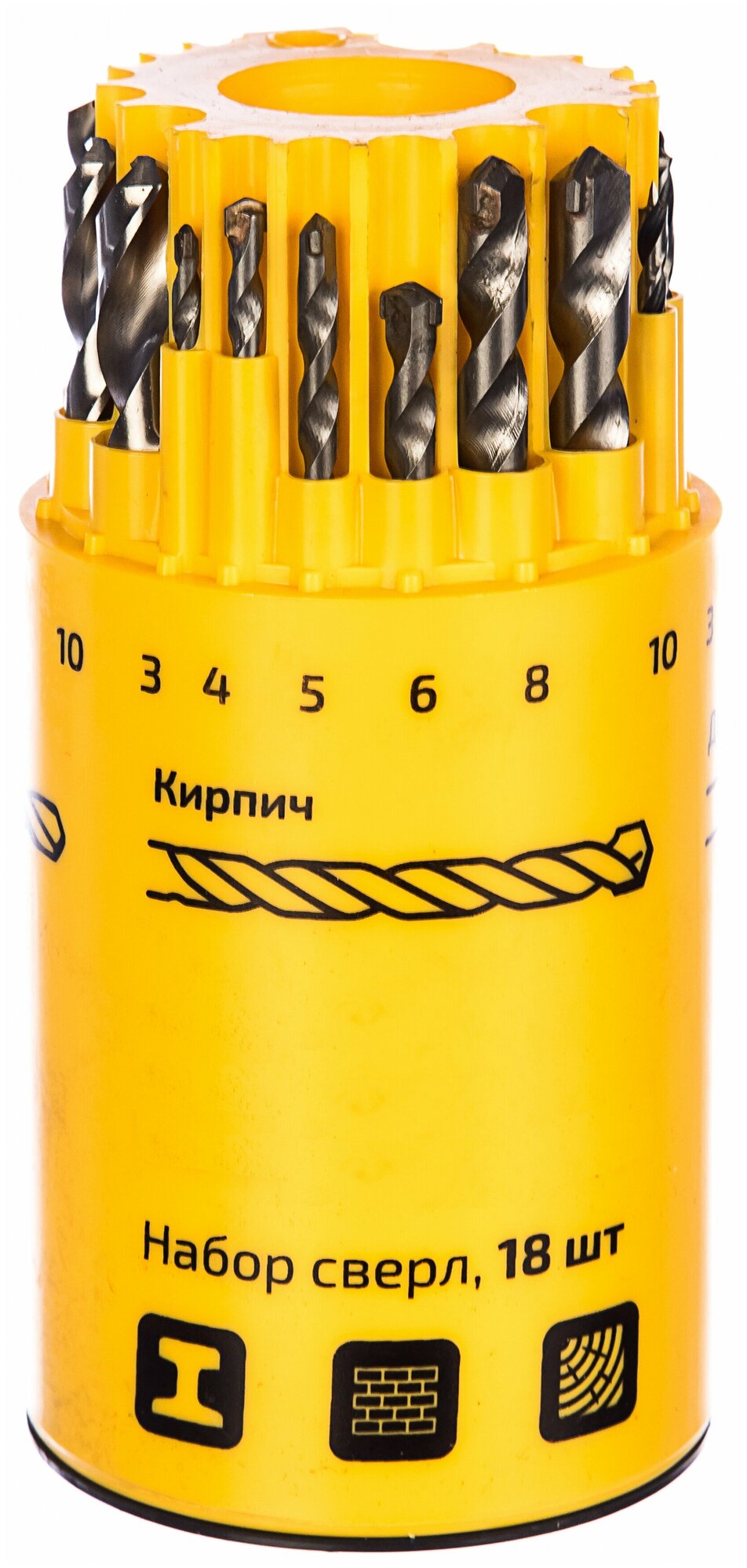 фото Gigant Набор сверел по металлу, кирпичу, дереву 18шт 3,4,5,6,8,10мм G-11120