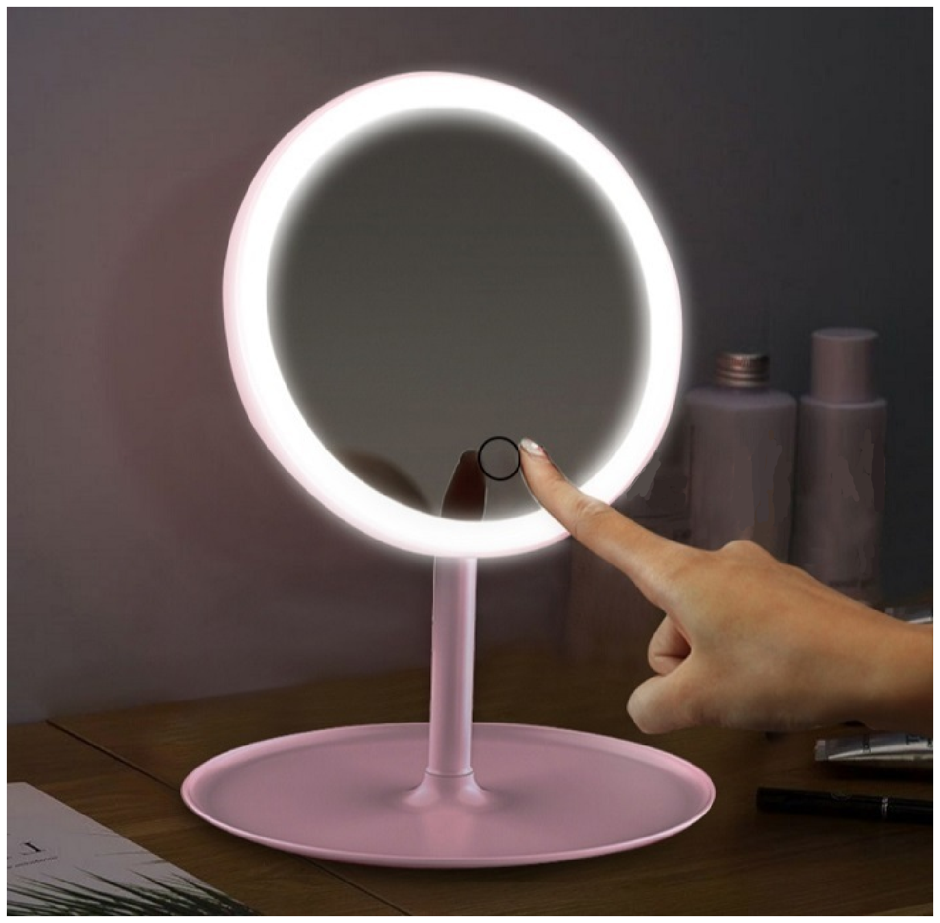 Зеркало для макияжа с подсветкой LED MIRRORLIGHT- А5 pink (Розовый)