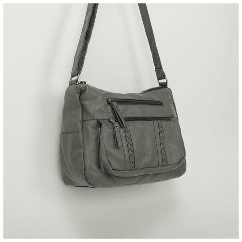 фото Сумка-мешок, отдел на молнии, 5 наружных кармана, регулируемый ремень, цвет серый mikimarket