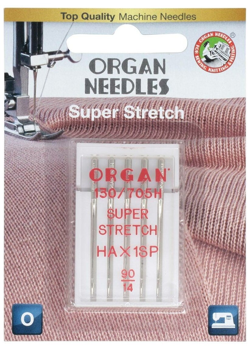 Иглы для швейных машин № 90 супер стрейч, ORGAN, 5 шт в блистере