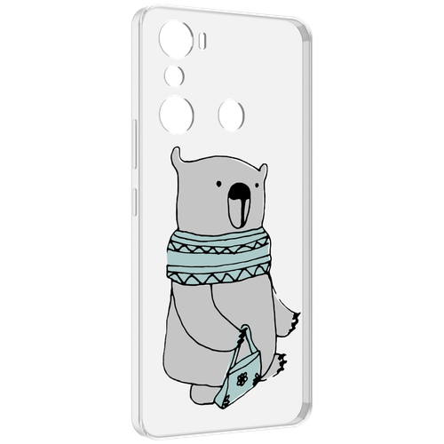 Чехол MyPads Модный медведь для Infinix Hot 20i задняя-панель-накладка-бампер