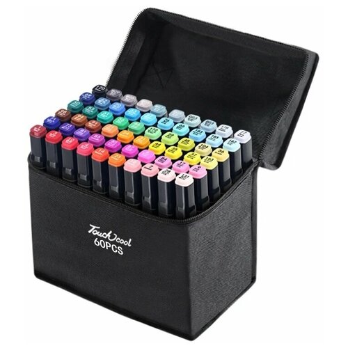 фото Набор профессиональных двухсторонних маркеров для скетчинга 60 цветов в чехле star