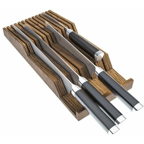 Держатель ножей/ подставка для ножей/ TETRIS для 13 ножей из массива дуба/ ДУБ рустик 30 см х 13 см х 3,7 см.