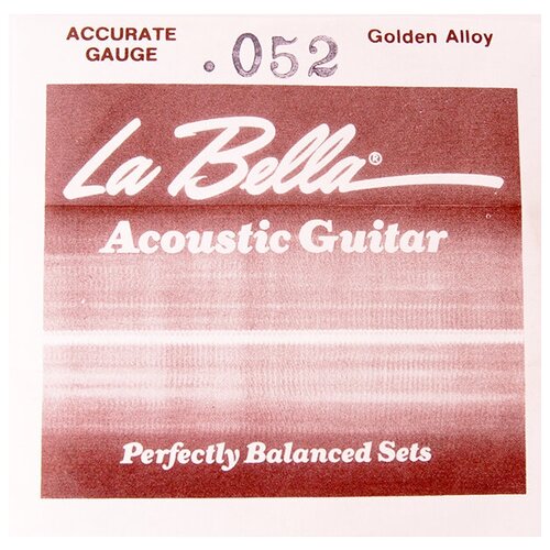 GW052 Golden Alloy Отдельная струна для акустической гитары, 052, бронза, La Bella струны для классической гитары la bella 850 htc elite clear nylon golden alloy high tension