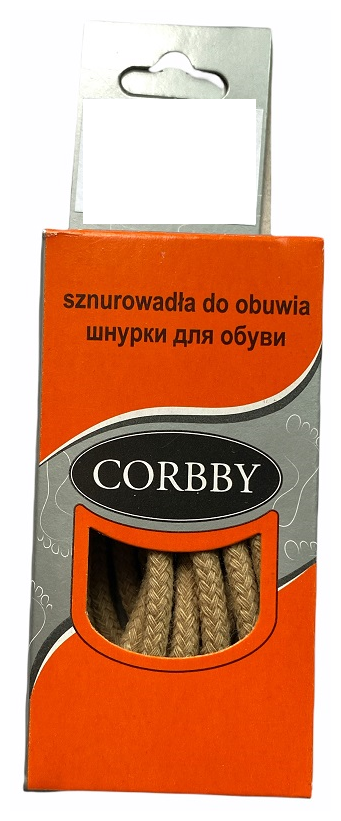 Corbby шнурки, средние, бежевые 60 см. Хлопок 100%