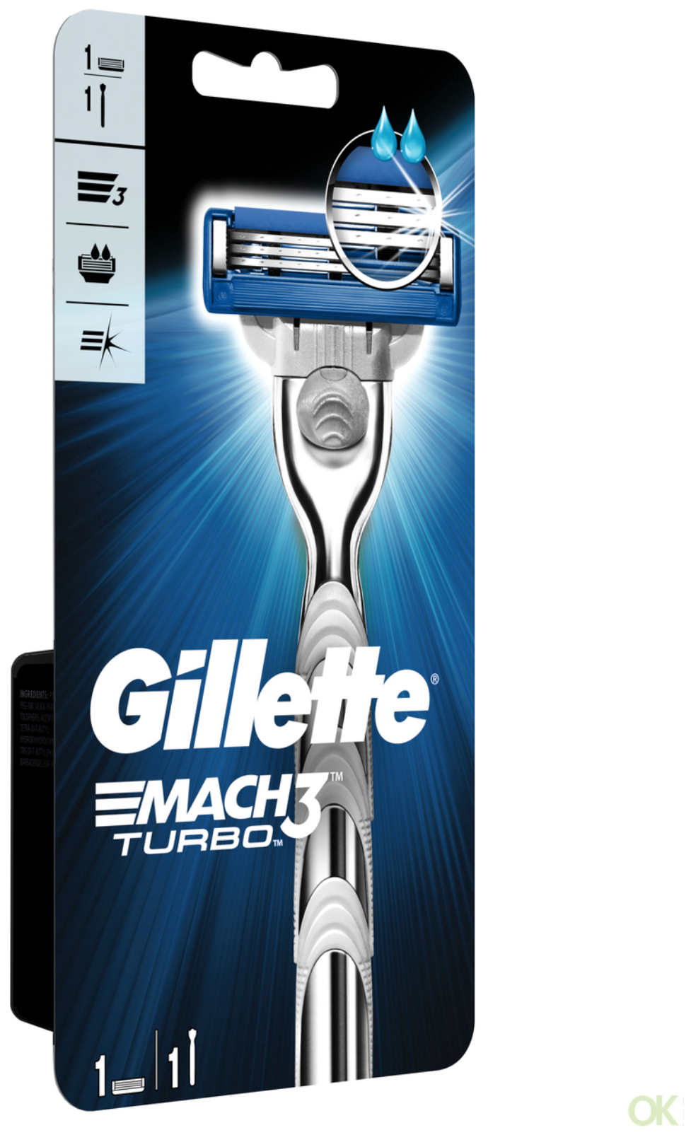 Бритвенный станок Gillette Mach 3 Turbo c 1 сменным картриджем - фото №1