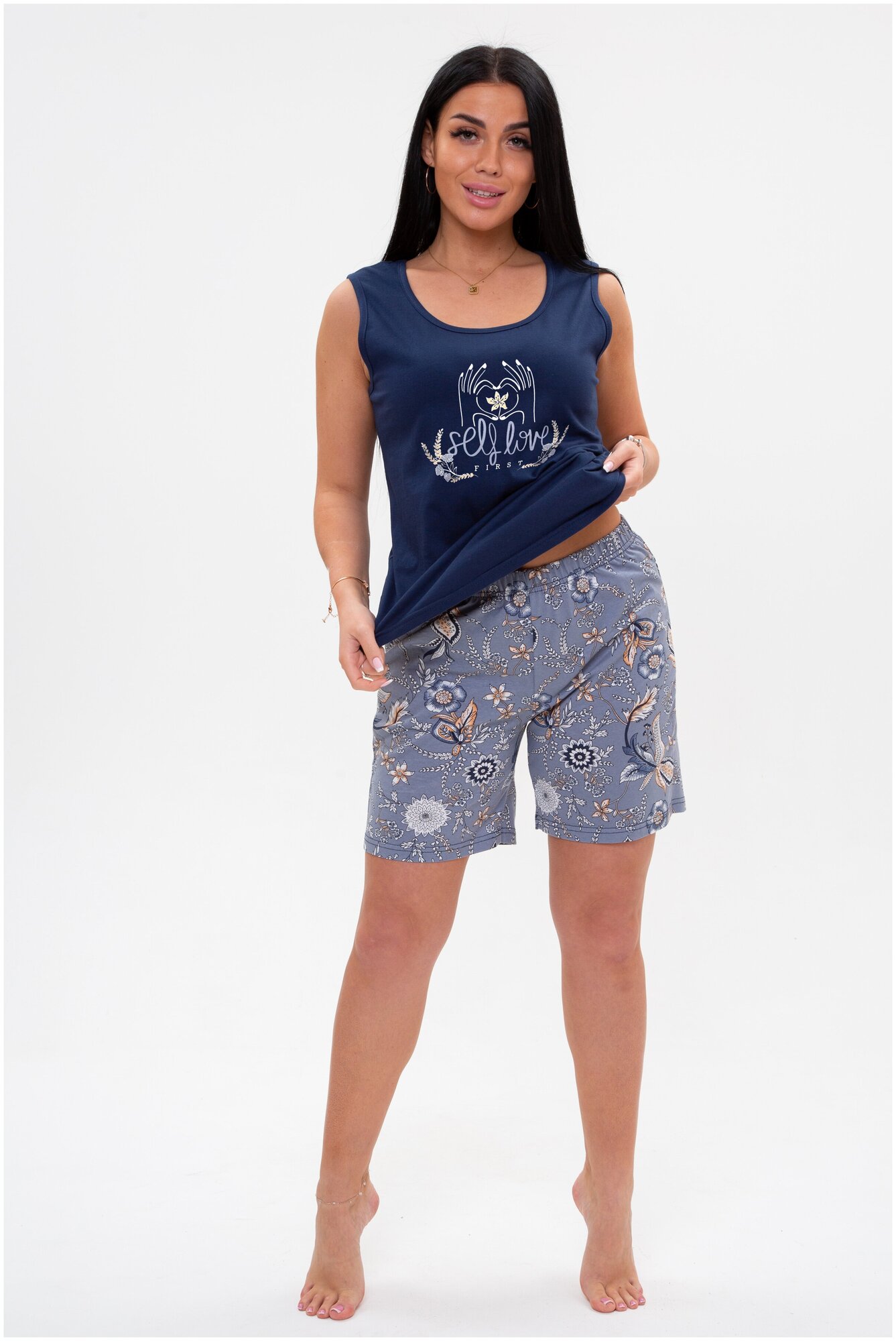 Пижама с шортами Modellini 1729/1 темно-синий - фотография № 5