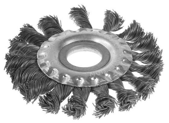 Щетка металлическая для УШМ тундра, крученая проволока, плоская, посадка 22 мм, 100 мм - фотография № 2