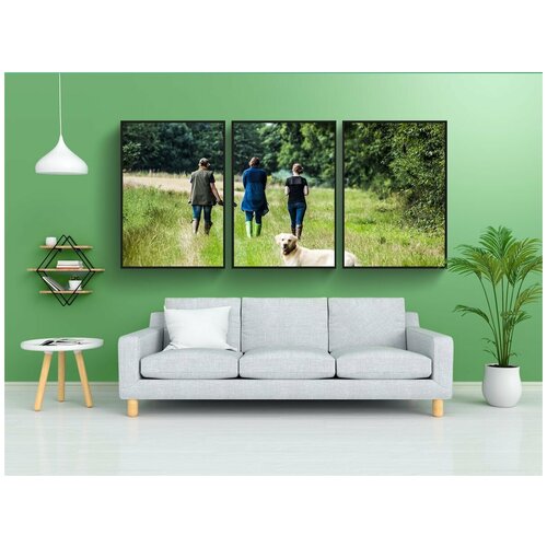 фото Набор модулных постеров для интерьера "страна, поле, лабрадор" 60x90 см. в тубусе, без рамки lotsprints