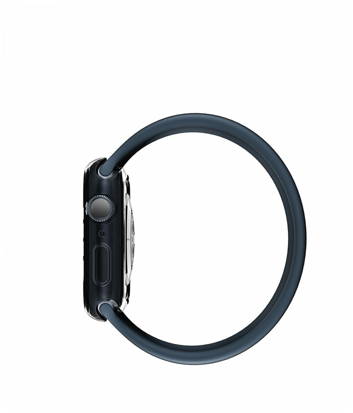 Силиконовый чехол для Apple Watch 41mm Amazingthing прозрачный черный защитный кейс противоударная накладка для Эпл Вотч серии 7 41мм для умных часов