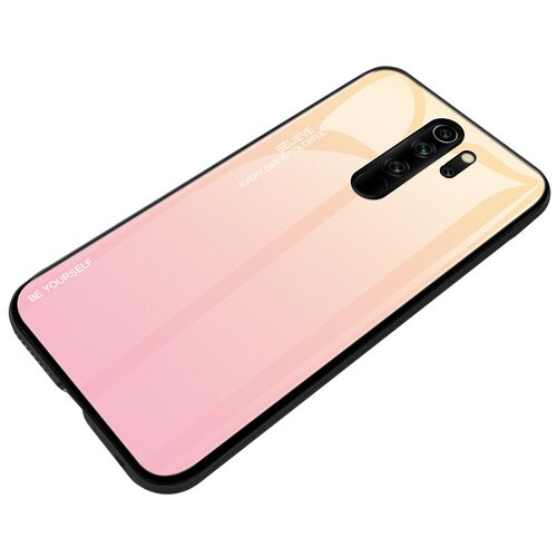 фото Чехол-бампер mypads для nokia x6/ nokia 6.1 plus стеклянный из закаленного стекла с эффектом градиент зеркальный блестящий переливающийся желтый