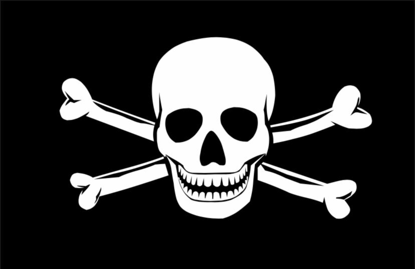 Флаг пиратский "Веселый роджер" 70*105см Полиэфирный шелк
