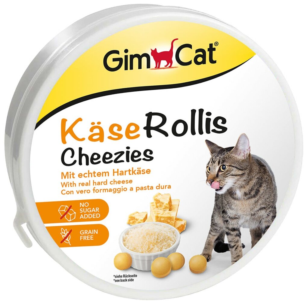 Лакомство для кошек GimCat Käse-Rollis Сырные ролики (шарики), 425 г - фотография № 3