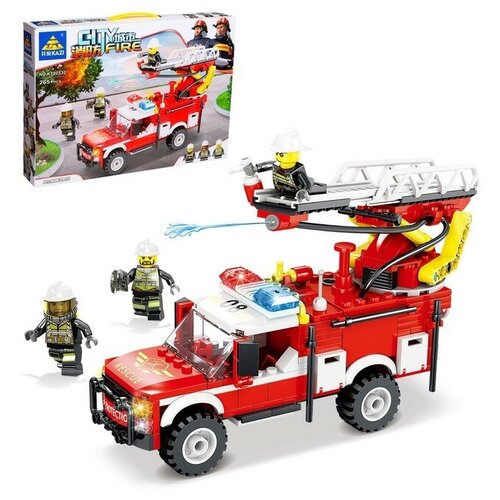 KAZI Конструктор пожарные «Спасательная машина», стреляет водой, 265 деталей конструктор lego friends 41036 спасательная операция на мосту 265 дет