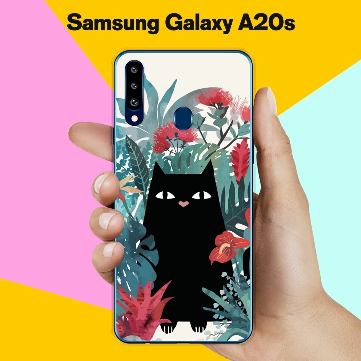 Силиконовый чехол на Samsung Galaxy A20s Черный кот / для Самсунг Галакси А20с