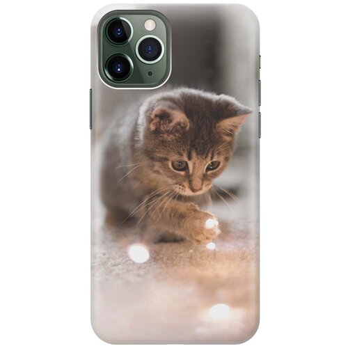 фото Ультратонкий силиконовый чехол-накладка для apple iphone 11 pro max с принтом "котенок и свет" gosso