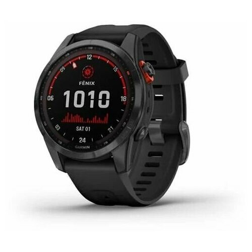 Garmin Fenix 7s Solar серый с черным силиконовым ремешком черный Умные часы 8123000₽