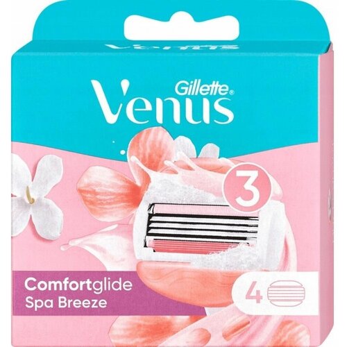 VENUS ComfortGlide SPA Breeze 4 шт. Сменные кассеты для женского бритья venus женская бритва venus breeze сменные кассеты со встроенными полосками с гелем с 2 сменными лезвиями в комплекте