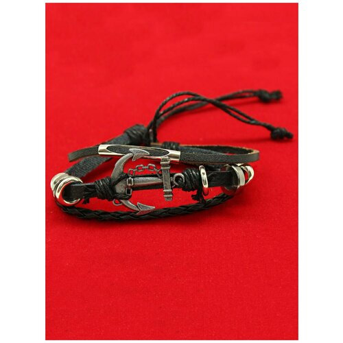 фото Плетеный браслет оптимабизнес, кристалл, металл, 1 шт., размер one size, серый, черный