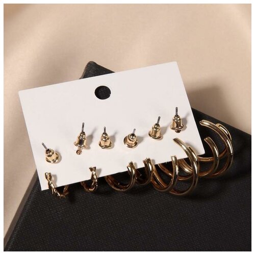 фото Серьги-кольца набор 3 пары "нежность" классика, цвет золото, d=2.5 yandex market