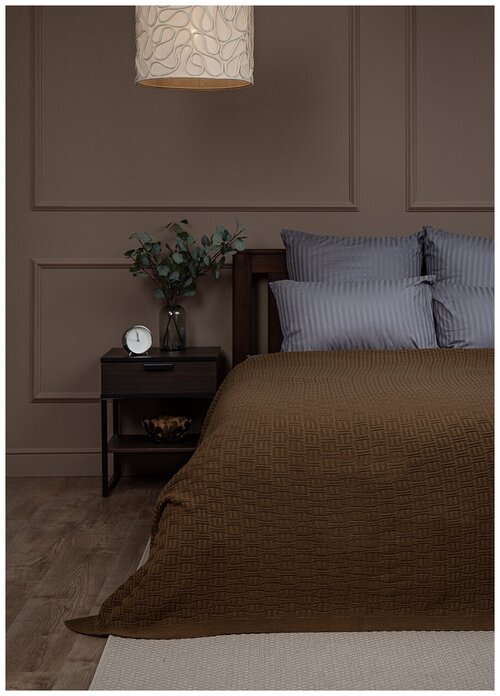 Плед вязаный Eclair SV lt A 150х200 см, 1,5 спальный, трикотажный, покрывало на диван, теплый, мягкий, коричневый, косички